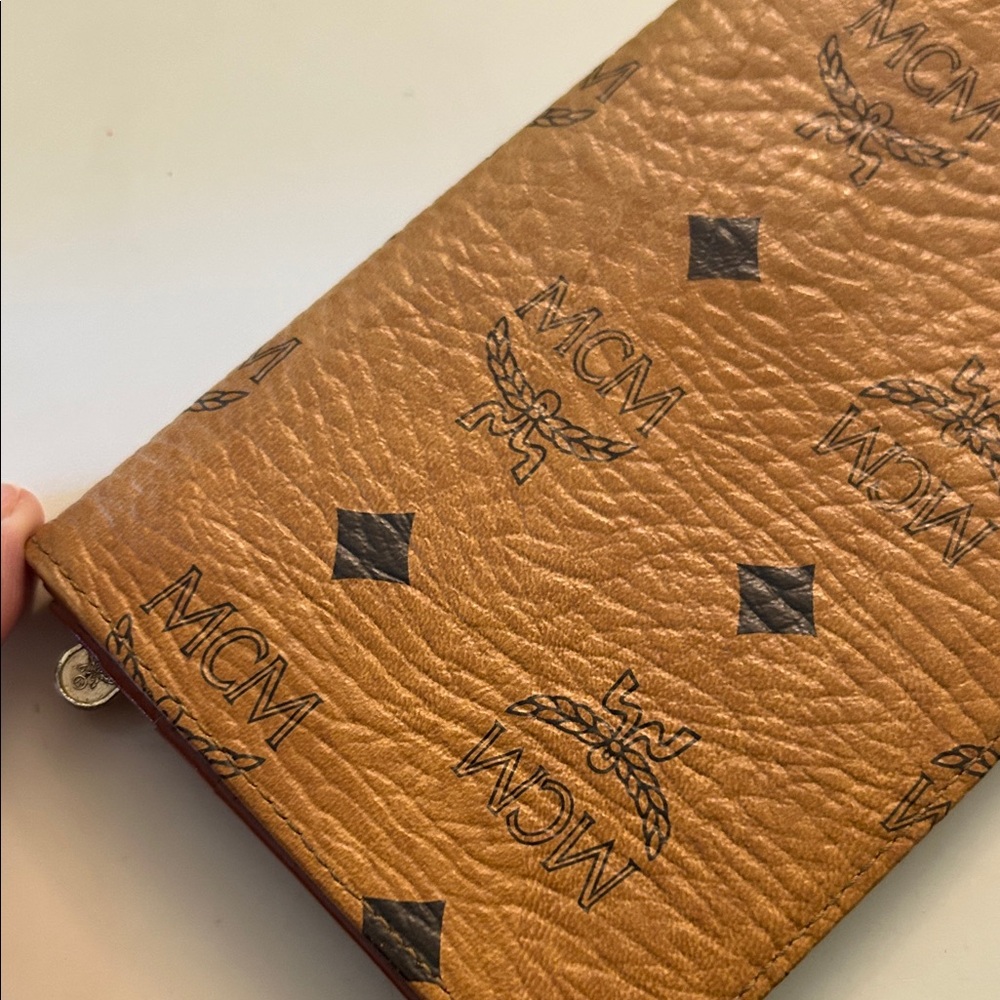 MCM Cognac Visetos Leather Brown Bifold Wallet size:7.25” L x 3.75” H - Picture 11 of 14